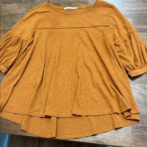 PERUVIAN CONNECTION Half Sleeve Cotton Swing Top M‎. Orange / brown